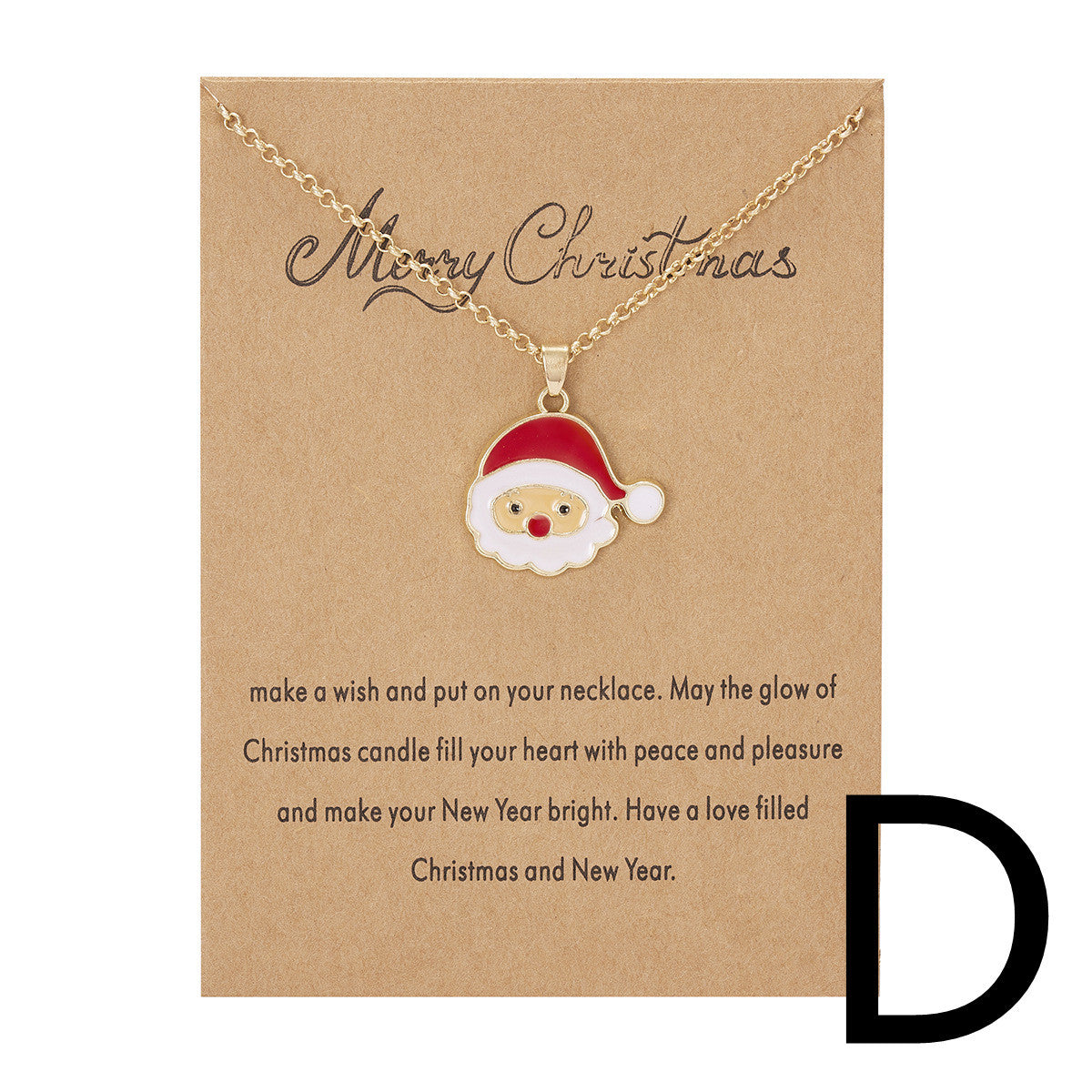 Christmas Tree Snowman Wishing Painting Oil Paper Card Necklace