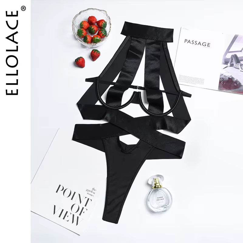 Bandage Sexy Lingerie Bodysuit Women Halter Hollow Out Exotic Clothes Black Porn Bottom Sissy Hot Sensual Body