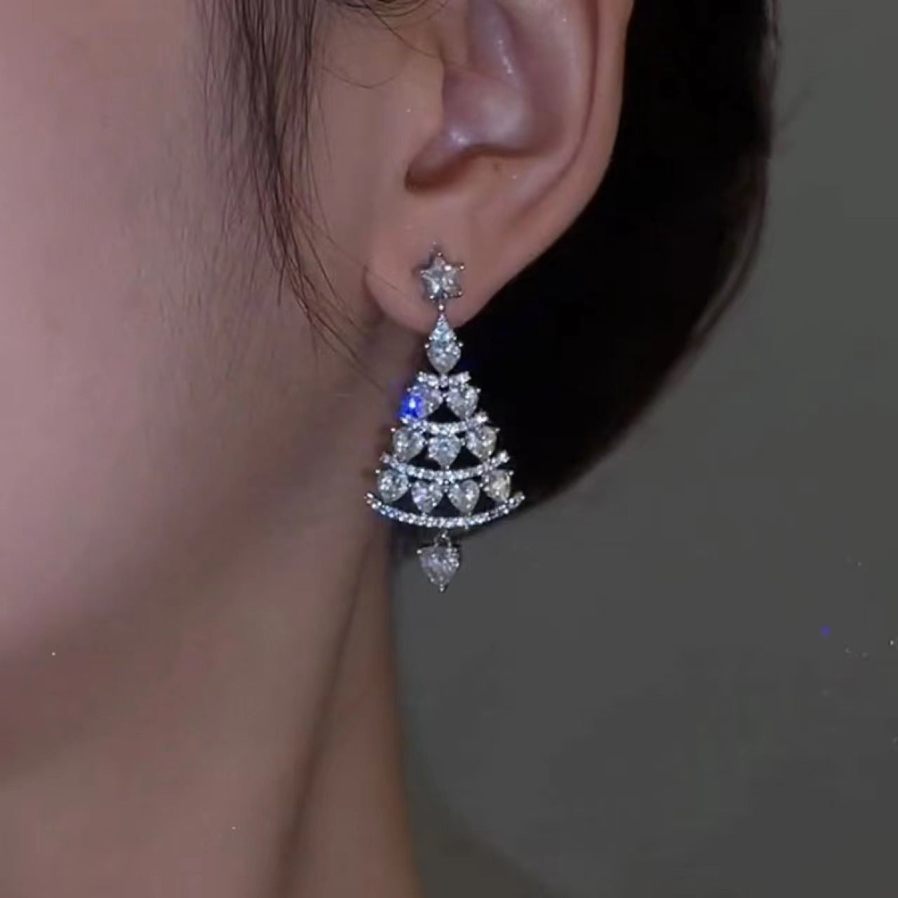 Silver/ Gold Needle Christmas Tree Earrings