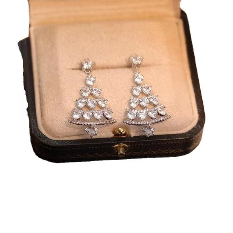 Silver/ Gold Needle Christmas Tree Earrings