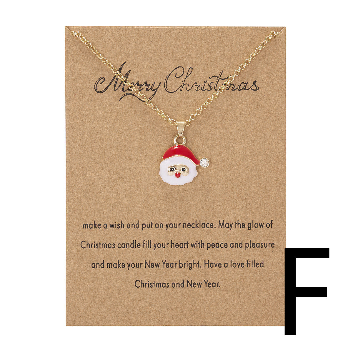 Christmas Tree Snowman Wishing Painting Oil Paper Card Necklace