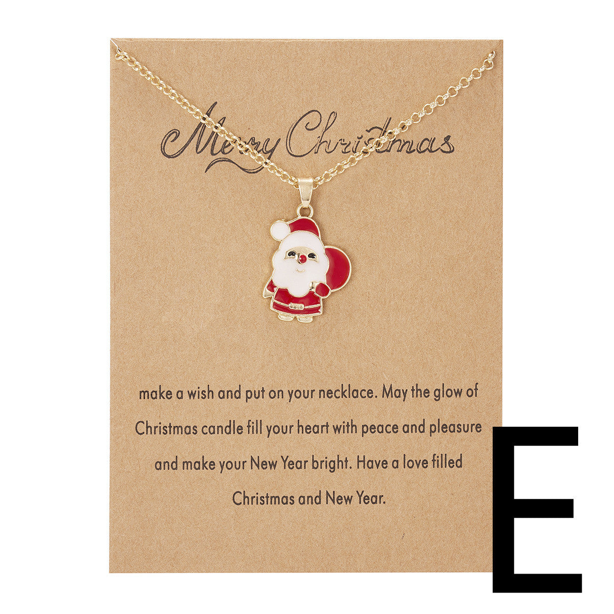 Christmas Tree Snowman Wishing Painting Oil Paper Card Necklace