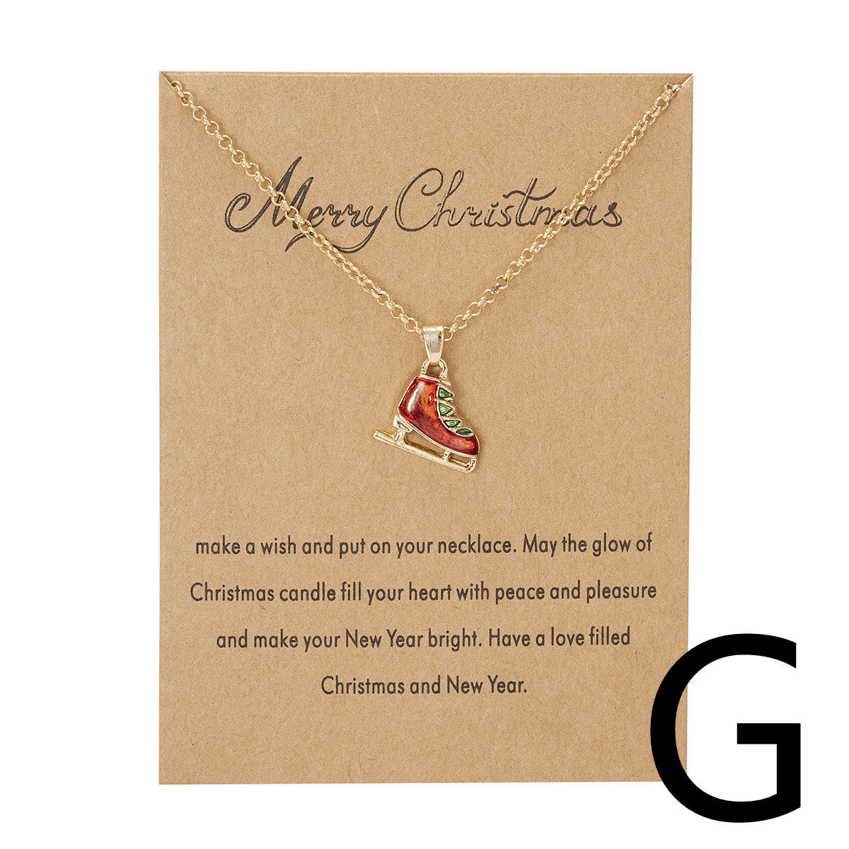 Christmas Tree Snowman Wishing Painting Oil Paper Card Necklace