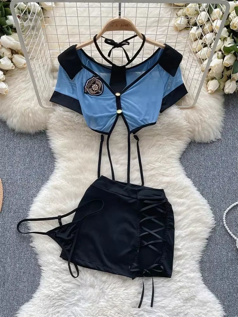 Sexy Uniform Lingerie Set Women'S Underwear Sexy Lingerie Outfit Bra Sexy Set Lingerie Exotic Play Uniform Underwear Set