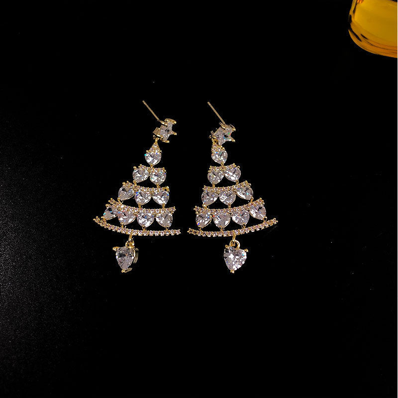 Silver/ Gold Needle Christmas Tree Earrings