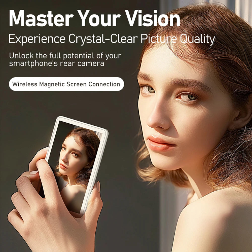 Magnetic Phone Vlog Selfie Monitor Screen Back Camera Monitor Phone Vlog Selfie Screen for Android Iphone Cellphone Accessory