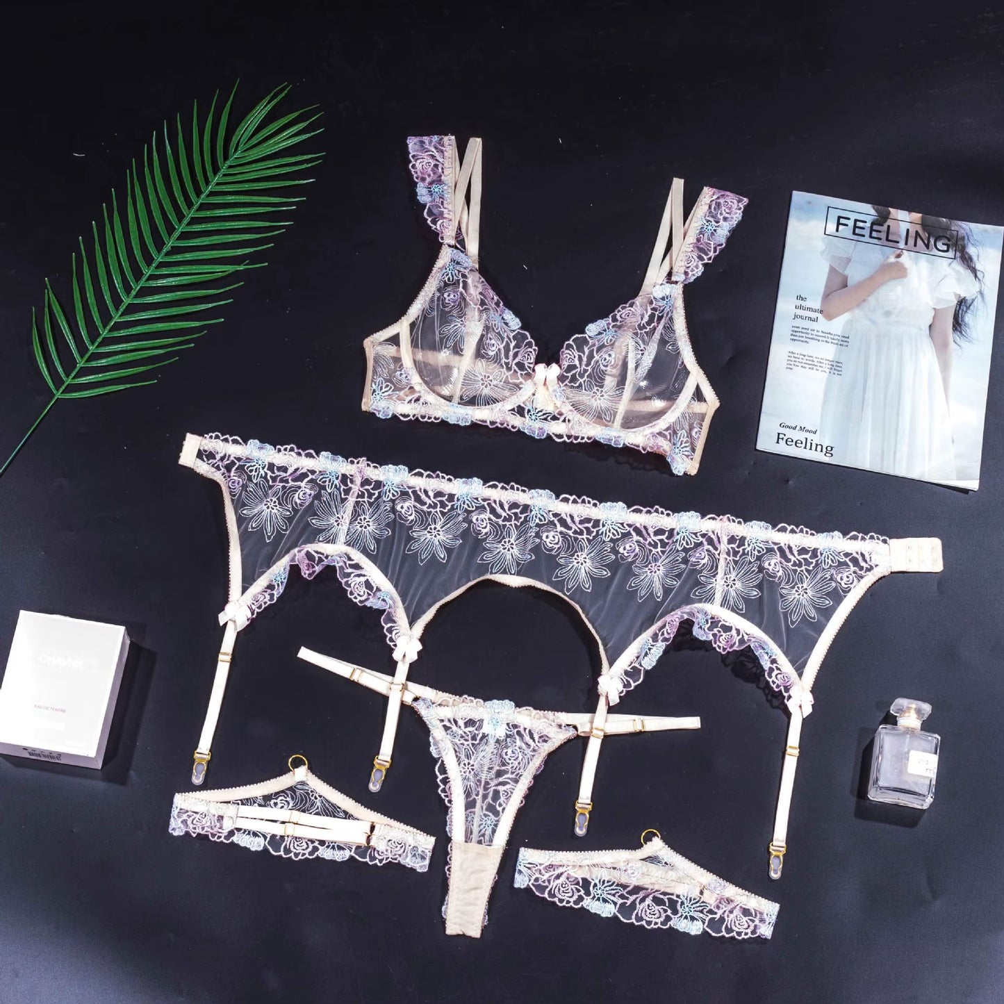 Sensual Sexy Female Lingerie Fairy Ruffled 3PCS Hilitos Set Romantic Boudoir Women'S Underwear Pure Desire