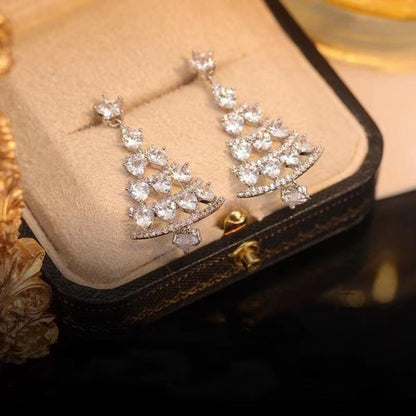 Silver/ Gold Needle Christmas Tree Earrings