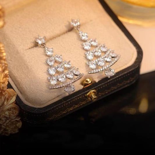 Silver/ Gold Needle Christmas Tree Earrings