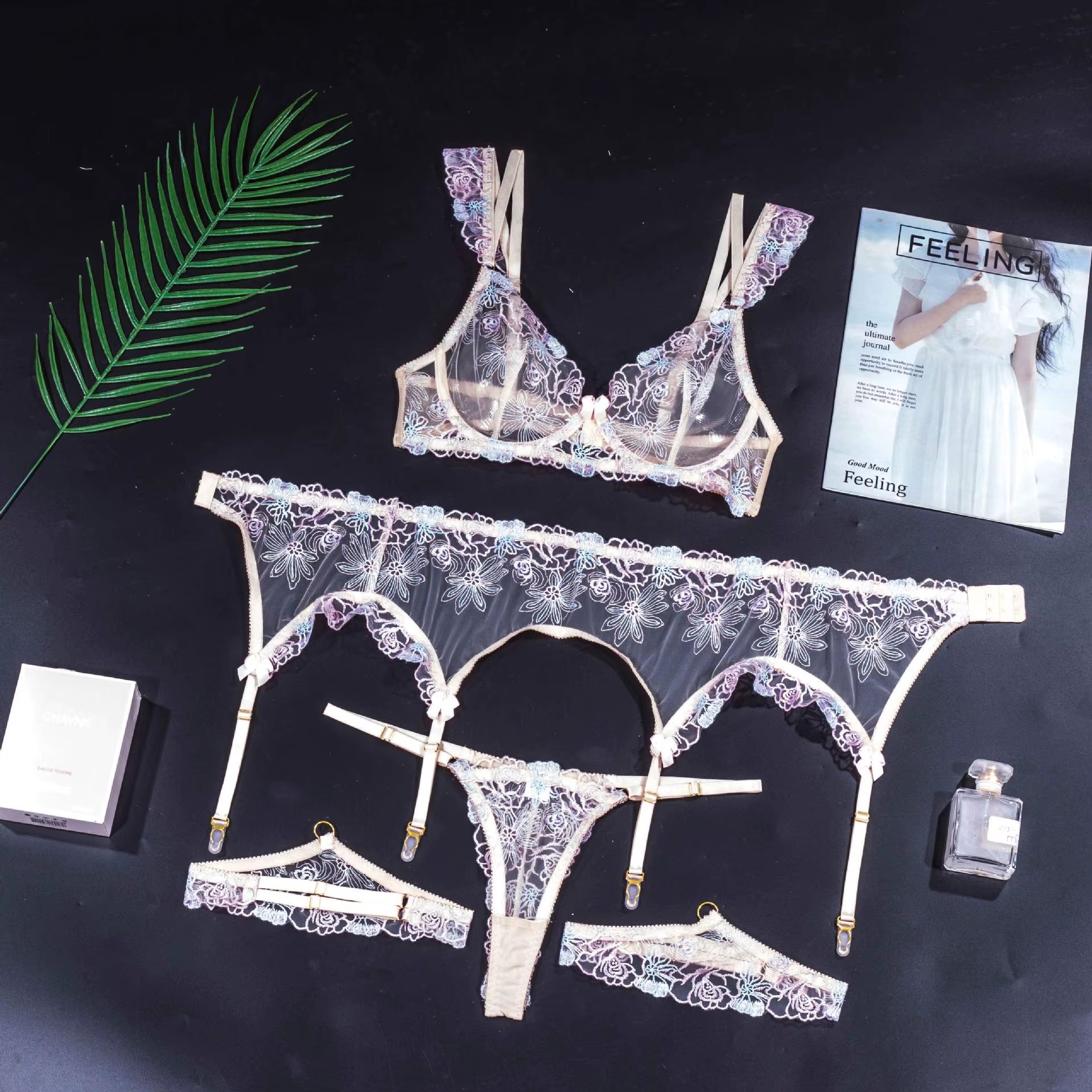 Sensual Sexy Female Lingerie Fairy Ruffled 3PCS Hilitos Set Romantic Boudoir Women'S Underwear Pure Desire