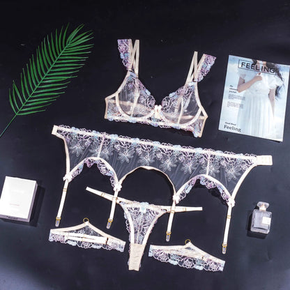 Sensual Sexy Female Lingerie Fairy Ruffled 3PCS Hilitos Set Romantic Boudoir Women'S Underwear Pure Desire